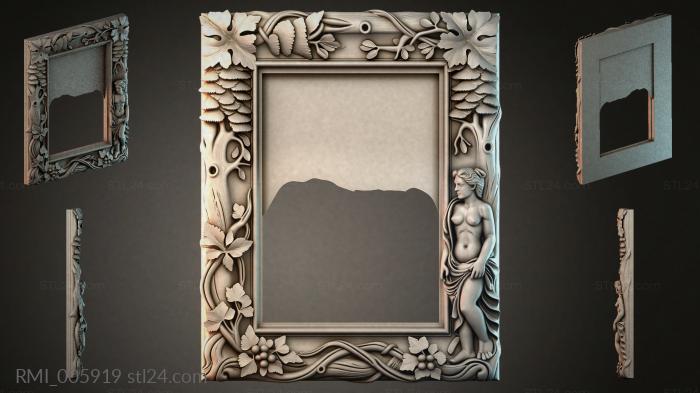 Ornamental picture frame with classical figures and floral motifs 3d STL model