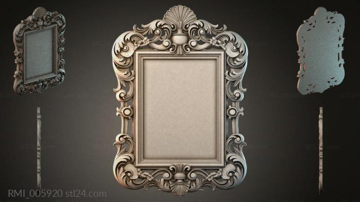 Carved frame with scrolls and a shell for CNC 3d STL model