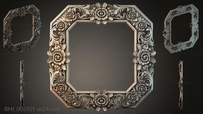 Octagonal frame with floral and swirl patterns 3d STL model