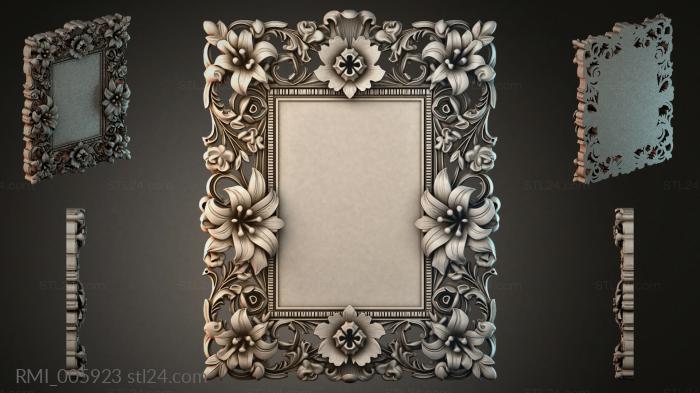 Square frame with floral and swirl patterns 3d STL model