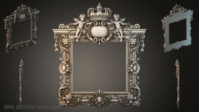 Decorative frames, framing (Royal mirror with putti and crown, RMI_005924) 3D models for cnc