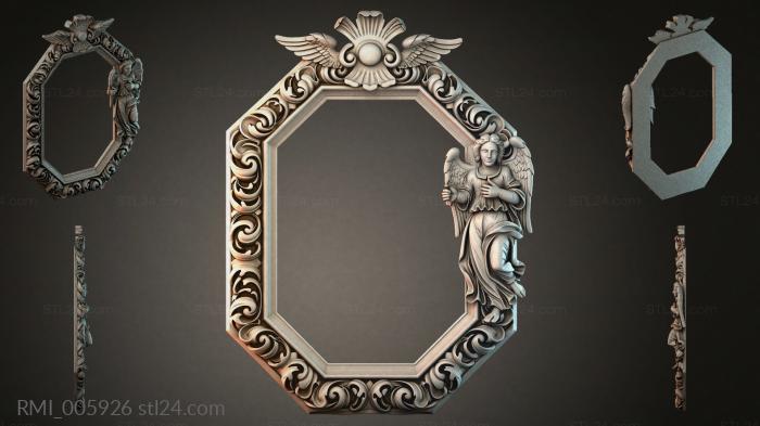 Octagonal frame with winged angel and scrolls 3d STL model