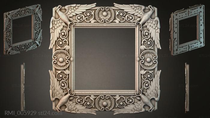 Decorative frame with angel wings and volutes 3d STL model