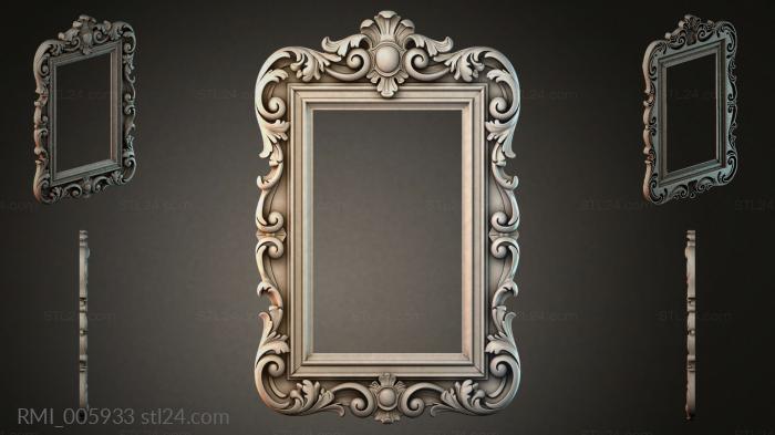 Rectangular mirror with volutes and a cartouche 3d STL model