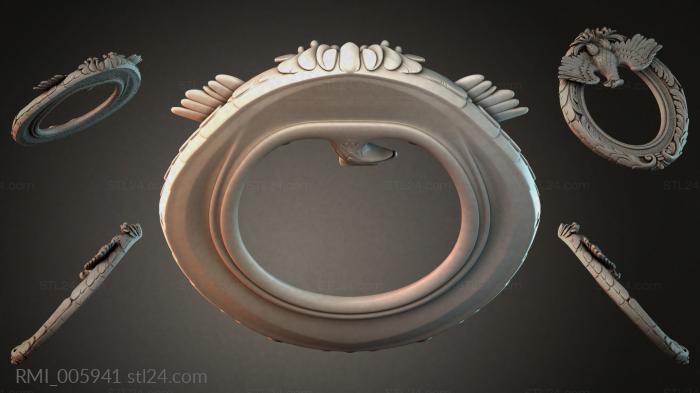 Decorative frames, framing (Oval frame with leaf ornament and animal heads, RMI_005941) 3D models for cnc