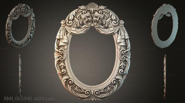 Oval mirror with swirls and lion mask 3d STL model