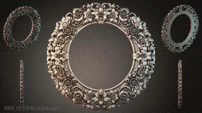 Oval mirror with floral frieze and spiral scrolls 3d STL model