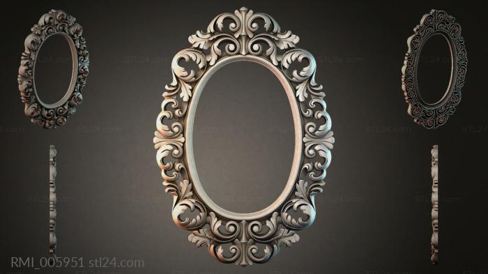 Oval mirror frame with volute scrolls and leaves 3d STL model