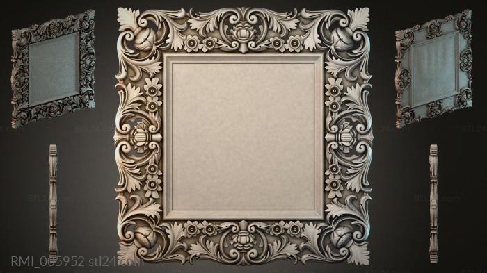 Decorative frames, framing (Mirror frame with acanthus ornament and spiral volutes, RMI_005952) 3D models for cnc