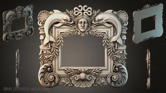 Classic rectangular portal with a Medusa mask and volutes 3d STL model