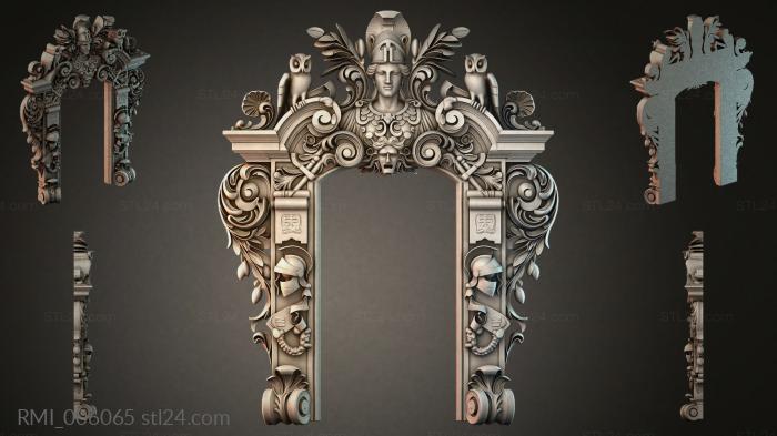 Doorway with mascarons and scrolls, classical portal with a womans head 3d STL model