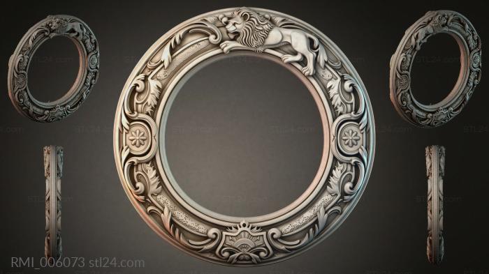 Round baroque frame with lion and scrolls 3d STL model