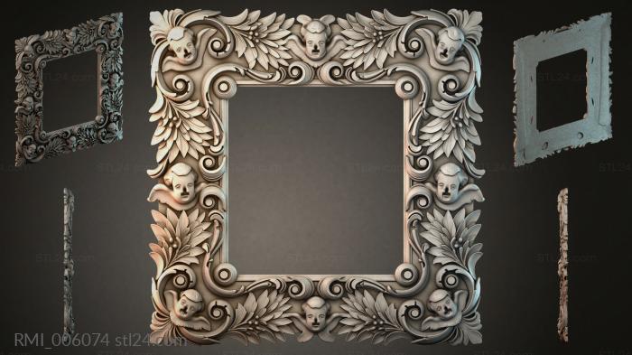 Wooden molding with angels, leaves, and spirals for a mirror 3d STL model
