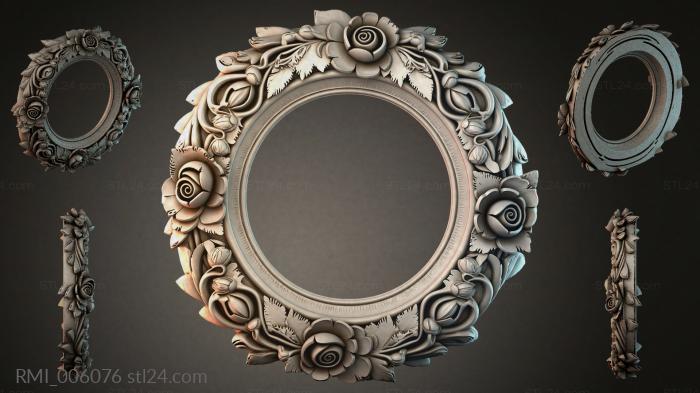 Round frame with roses and spirals for CNC 3d STL model