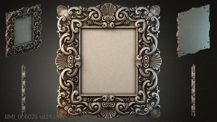 Classic square frame with scrolls and shells 3d STL model