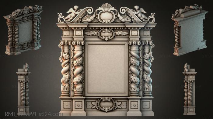 Architectural fireplace mantel with putti and spirals 3d STL model