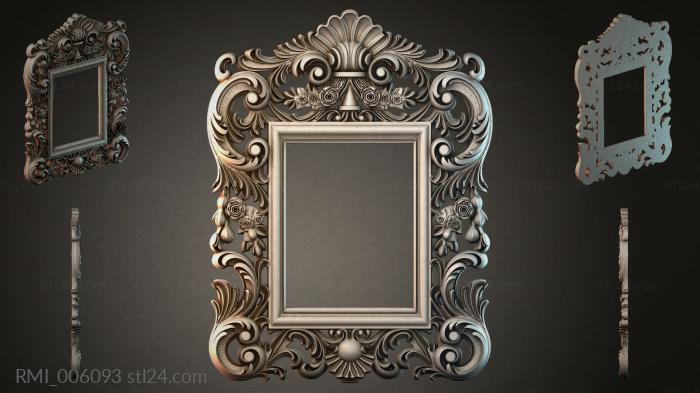 Carved wooden frame with scrolls and rosettes 3d STL model