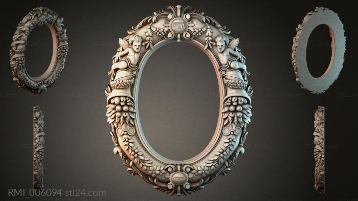 Oval mirror with putti and grapes in the Renaissance style 3d STL model