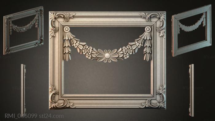 Classic frame with a garland of flowers and leaves 3d STL model