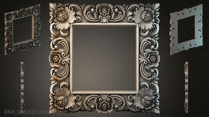 Mirror frame with lush floral scrolls and palmettes 3d STL model