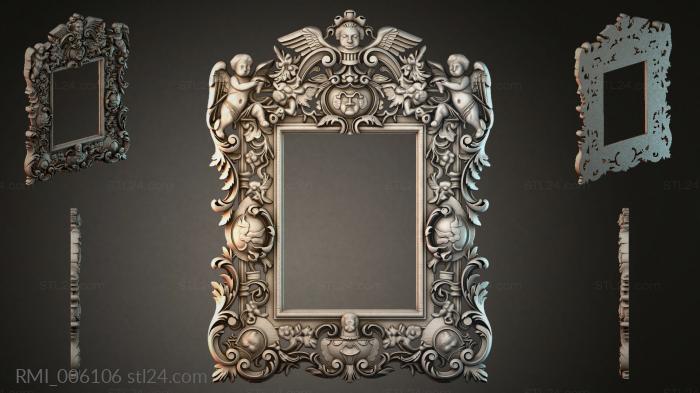 Mirror frame with angels and acanthus 3d STL model