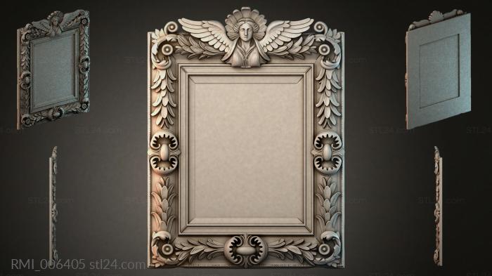 Decorative frame with an angel and floral ornament 3d STL model