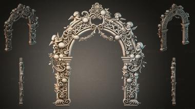 Decorative frames, framing Architectural portal with angels and baroque scrolls 3d model