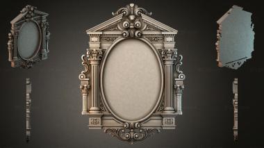 Decorative frames, framing Oval frame with columns and baroque ornamentation 3d model