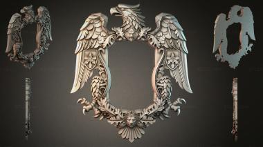 Decorative frames, framing Heraldic shield with a double-headed eagle and wings 3d model