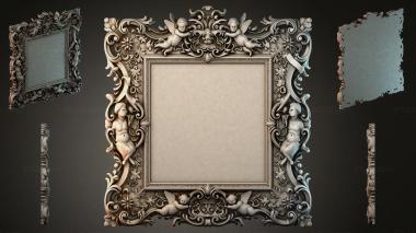 Decorative frames, framing Carved frame with putti and acanthus for a mirror or painting 3d model
