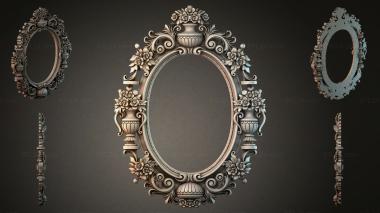 Decorative frames, framing Oval mirror with floral urans and swirls 3d model