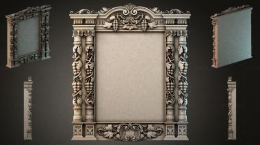 Decorative frames, framing Classical architectural portal with grape garlands and caryatids 3d model