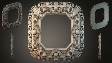 Decorative frames, framing Square frame with a bunch of grapes and baroque shells 3d model