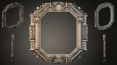 Decorative frames, framing Octagonal architectural frame with Corinthian capitals and laurel ornament 3d model