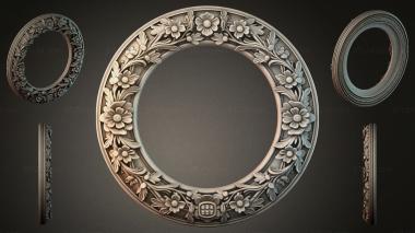 Decorative frames, framing Round frame with floral pattern and vertical moldings 3d model