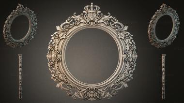 Decorative frames, framing Oval mirror with royal crown and carved acanthus ornament 3d model