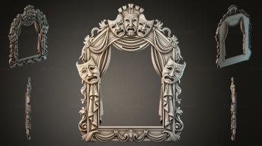 Decorative frames, framing Theatrical mask with drapery frame for 3D carving 3d model