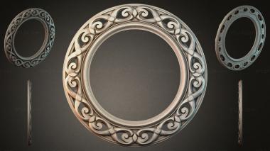Decorative frames, framing Round ornament with volutes and interlacing for CNC 3d model