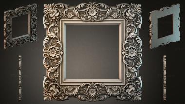 Decorative frames, framing Square frame with scrolls and floral rosettes 3d model