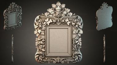 Decorative frames, framing Carved frame with a bearded man and acanthus leaves 3d model