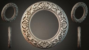 Decorative frames, framing Round frame with floral pattern and side stripes 3d model