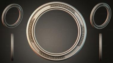 Decorative frames, framing Round frame with leaf ornament and side overlays 3d model