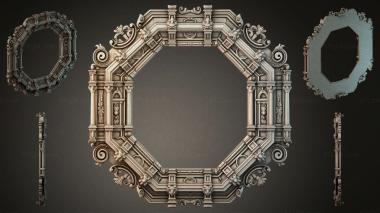 Decorative frames, framing Octagonal architectural frame with volutes and pilasters 3d model