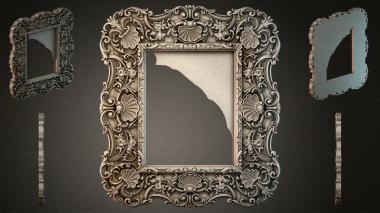 Decorative frames, framing Square frame with scrollwork and shells in Rocaille style 3d model