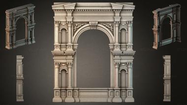 Decorative frames, framing Classical arched portal with columns and capitals 3d model