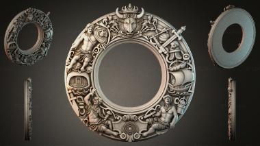 Decorative frames, framing Round frame with angels and a bull, relief ornamental 3d model