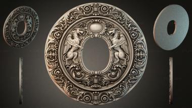Decorative frames, framing Round medallion with winged angels and acanthus scrolls 3d model