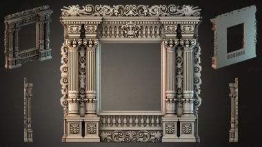 Decorative frames, framing Classic fireplace mantel with Corinthian columns and volutes 3d model