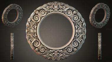 Decorative frames, framing Round mirror with volutes and grape garland 3d model