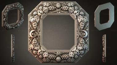 Decorative frames, framing Octagonal frame with grapes and leaves 3d model